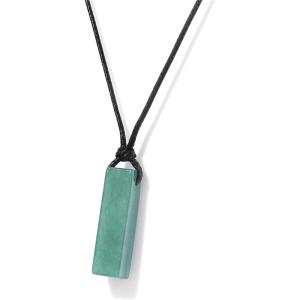 Crystal Necklaces for Women Gemstone Pendant Necklace Adjustable Handmade Black Rope Natural Stone Spiritual Necklace Energy Crystals and Healing Stones Necklace for Men(green aventurine)