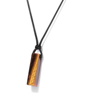 Crystal Necklaces for Women Gemstone Pendant Necklace Adjustable Handmade Black Rope Natural Stone Spiritual Necklace Energy Crystals and Healing Stones Necklace for Men(tiger eye)