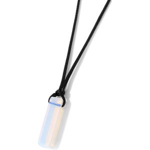 Crystal Necklaces for Women Gemstone Pendant Necklace Adjustable Handmade Black Rope Natural Stone Spiritual Necklace Energy Crystals and Healing Stones Necklace for Men(moonstone)