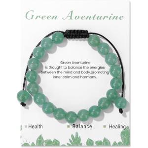 Healing Crystal Bracelet for Women 8mm Natural Stone Crystal Beaded Bracelets Adjustable Handmade Gemstone Bracelet Healing Jewelry Mother’s Day Gifts for Women(jade)