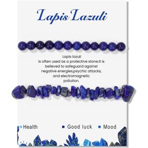 Healing Crystal Bracelets for Women 2 PCS 6mm Natural Stone Bracelet Stretch Crystal Beaded Bracelets Handmade Gemstone Bracelet Jewelry Gifts Christmas Gifts for Women Girls(lapis lazuli)