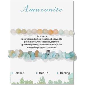 Healing Crystal Bracelets for Women 2 PCS 6mm Natural Stone Bracelet Stretch Crystal Beaded Bracelets Handmade Gemstone Bracelet Jewelry Gifts Christmas Gifts for Women Girls(amazonite)