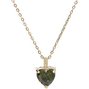 Heart Birthstone Necklace for Women, 14K Gold Plated Birthstone Pendant Necklace Cubic Zirconia Diamond Necklace Dainty Gold Necklace Birthday Gifts for Women Girls(08. August(Peridot))