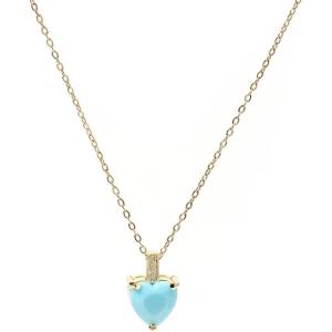 Heart Birthstone Necklace for Women, 14K Gold Plated Birthstone Pendant Necklace Cubic Zirconia Diamond Necklace Dainty Gold Necklace Birthday Gifts for Women Girls(12. December(Turquoise))