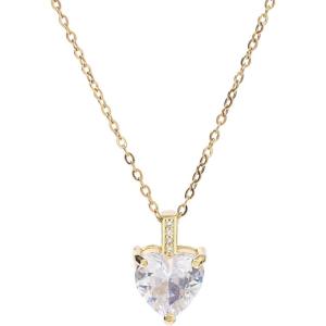 Heart Birthstone Necklace for Women, 14K Gold Plated Birthstone Pendant Necklace Cubic Zirconia Diamond Necklace Dainty Gold Necklace Birthday Gifts for Women Girls(04. April(Diamond))