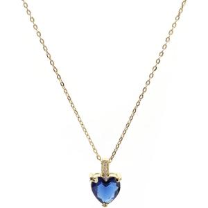 Heart Birthstone Necklace for Women, 14K Gold Plated Birthstone Pendant Necklace Cubic Zirconia Diamond Necklace Dainty Gold Necklace Birthday Gifts for Women Girls(09. September(Sapphire))
