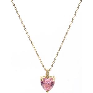 Heart Birthstone Necklace for Women, 14K Gold Plated Birthstone Pendant Necklace Cubic Zirconia Diamond Necklace Dainty Gold Necklace Birthday Gifts for Women Girls(10. October(Pink Tourmaline))