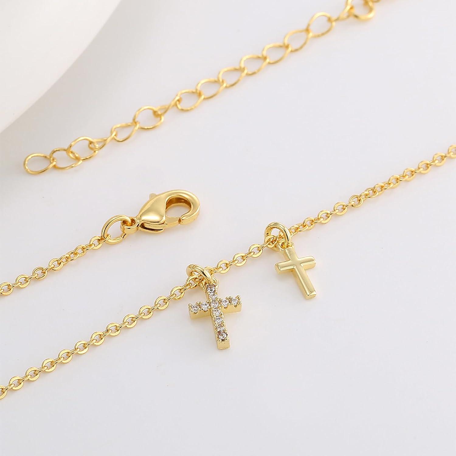 image:imageLit Wall Gold Pendant Necklace for Women 18K Gold Plated Dainty Gold Necklace for Women Jewelry Gift for HerDouble Cross