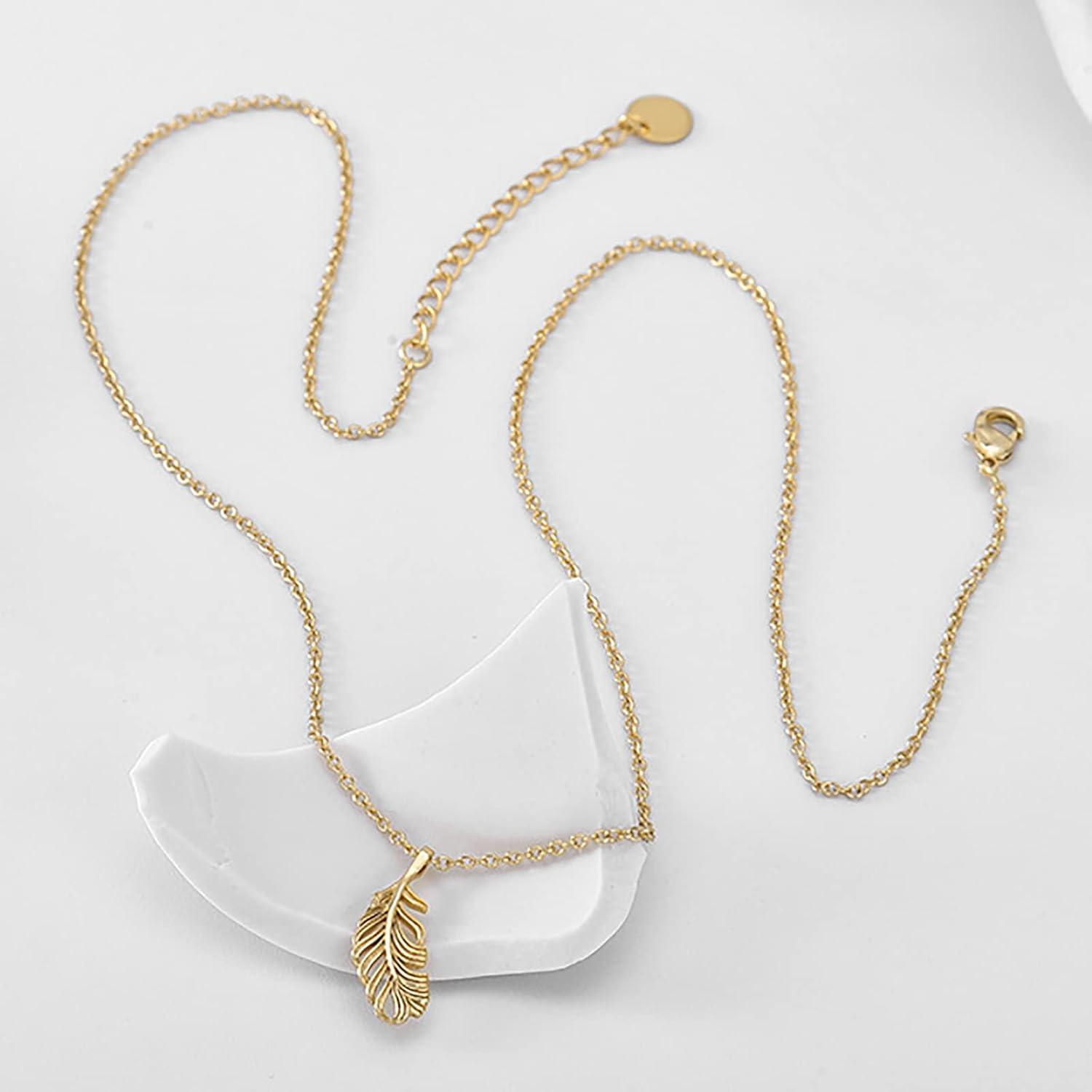 image:imageLit Wall Gold Pendant Necklace for Women 18K Gold Plated Dainty Gold Necklace for Women Jewelry Gift for HerFeather