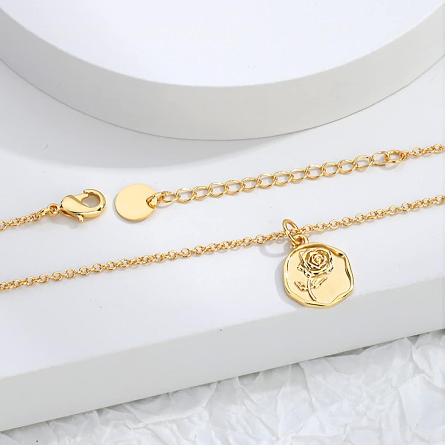 image:imageLit Wall Gold Pendant Necklace for Women 18K Gold Plated Dainty Gold Necklace for Women Jewelry Gift for HerRose