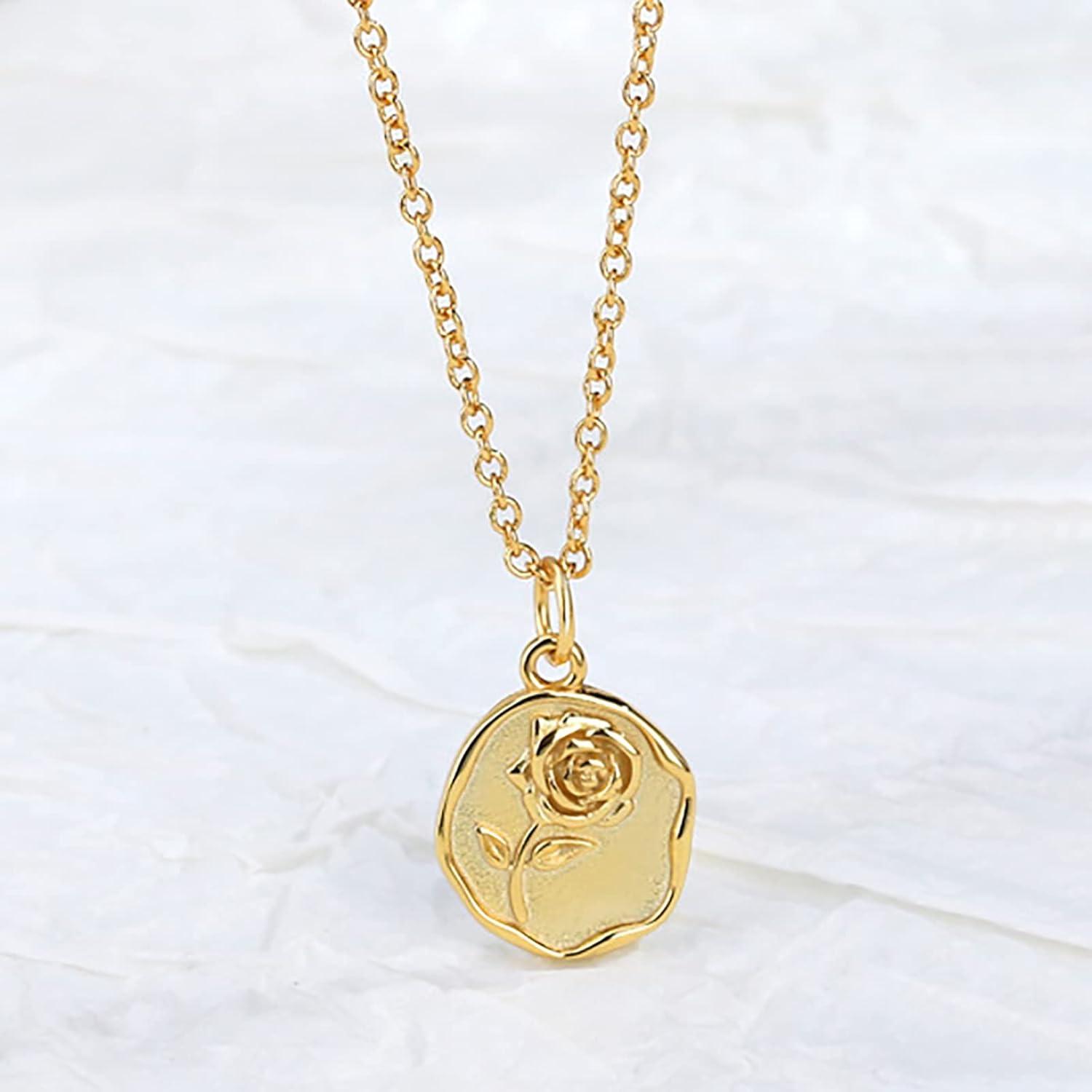 image:imageLit Wall Gold Pendant Necklace for Women 18K Gold Plated Dainty Gold Necklace for Women Jewelry Gift for HerRose
