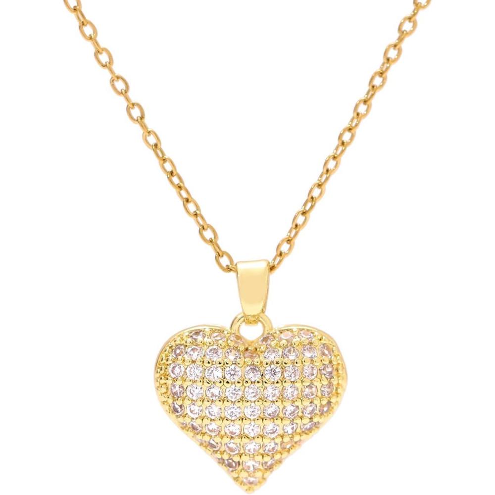image:imageLit Wall Gold Pendant Necklace for Women 18K Gold Plated Dainty Gold Necklace for Women Jewelry Gift for HerCZ Heart 1