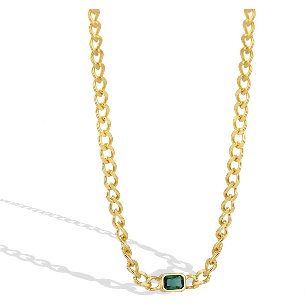 image:imageLit Wall Gold Pendant Necklace for Women 18K Gold Plated Dainty Gold Necklace for Women Jewelry Gift for HerEmerald Pendant