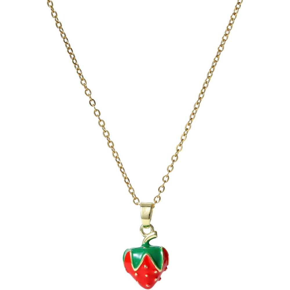 image:imageLit Wall Gold Pendant Necklace for Women 18K Gold Plated Dainty Gold Necklace for Women Jewelry Gift for HerStrawberry
