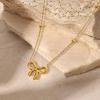 Lit Wall Gold Pendant Necklace for Women 18K Gold Plated Dainty Gold Necklace for Women, Jewelry Gift for Her(Bow)