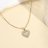 Lit Wall Gold Pendant Necklace for Women 18K Gold Plated Dainty Gold Necklace for Women, Jewelry Gift for Her(CZ Heart 2)