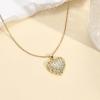 Lit Wall Gold Pendant Necklace for Women 18K Gold Plated Dainty Gold Necklace for Women, Jewelry Gift for Her(CZ Heart 3)