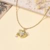 Lit Wall Gold Pendant Necklace for Women 18K Gold Plated Dainty Gold Necklace for Women, Jewelry Gift for Her(CZ Heart 4)