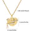 Lit Wall Gold Pendant Necklace for Women 18K Gold Plated Dainty Gold Necklace for Women, Jewelry Gift for Her(CZ Heart 4)