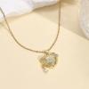 Lit Wall Gold Pendant Necklace for Women 18K Gold Plated Dainty Gold Necklace for Women, Jewelry Gift for Her(CZ Heart 4)