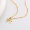Lit Wall Gold Pendant Necklace for Women 18K Gold Plated Dainty Gold Necklace for Women, Jewelry Gift for Her(Double Cross)