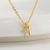 Lit Wall Gold Pendant Necklace for Women 18K Gold Plated Dainty Gold Necklace for Women, Jewelry Gift for Her(Double Cross)