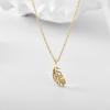 Lit Wall Gold Pendant Necklace for Women 18K Gold Plated Dainty Gold Necklace for Women, Jewelry Gift for Her(Feather)