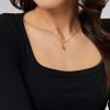 Lit Wall Gold Pendant Necklace for Women 18K Gold Plated Dainty Gold Necklace for Women, Jewelry Gift for Her(Feather)