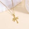 Lit Wall Gold Pendant Necklace for Women 18K Gold Plated Dainty Gold Necklace for Women, Jewelry Gift for Her(Palm Tree)