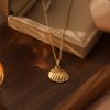 Lit Wall Gold Pendant Necklace for Women 18K Gold Plated Dainty Gold Necklace for Women, Jewelry Gift for Her(Seashell)