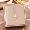 Lit Wall Gold Pendant Necklace for Women 18K Gold Plated Dainty Gold Necklace for Women, Jewelry Gift for Her(Starfish)