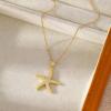 Lit Wall Gold Pendant Necklace for Women 18K Gold Plated Dainty Gold Necklace for Women, Jewelry Gift for Her(Starfish)
