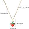 Lit Wall Gold Pendant Necklace for Women 18K Gold Plated Dainty Gold Necklace for Women, Jewelry Gift for Her(Strawberry)