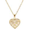 Lit Wall Gold Pendant Necklace for Women 18K Gold Plated Dainty Gold Necklace for Women, Jewelry Gift for Her(CZ Heart 2)