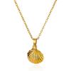 Lit Wall Gold Pendant Necklace for Women 18K Gold Plated Dainty Gold Necklace for Women, Jewelry Gift for Her(Seashell)