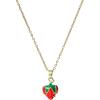 Lit Wall Gold Pendant Necklace for Women 18K Gold Plated Dainty Gold Necklace for Women, Jewelry Gift for Her(Strawberry)
