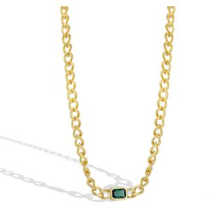 Lit Wall Gold Pendant Necklace for Women 18K Gold Plated Dainty Gold Necklace for Women, Jewelry Gift for Her(Emerald Pendant)