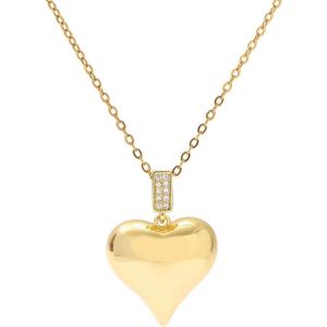 Lit Wall Gold Pendant Necklace for Women 18K Gold Plated Dainty Gold Necklace for Women, Jewelry Gift for Her(Glossy Heart 5)