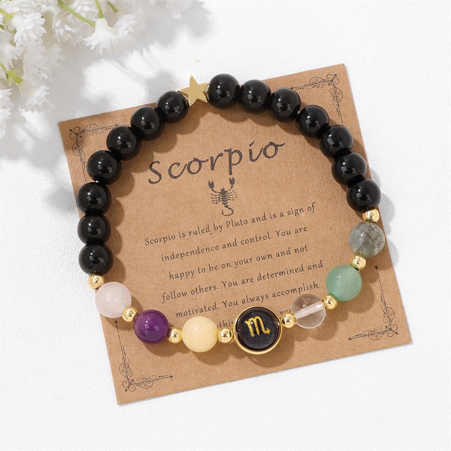 image:imageZodiac Bracelets for Women 12 Constellations 8mm Healing Crystal Bracelet Mens Black Beaded Bracelets Natural Stone Bracelets Birthstone Gifts Zodiac Gifts for WomenSagittarius