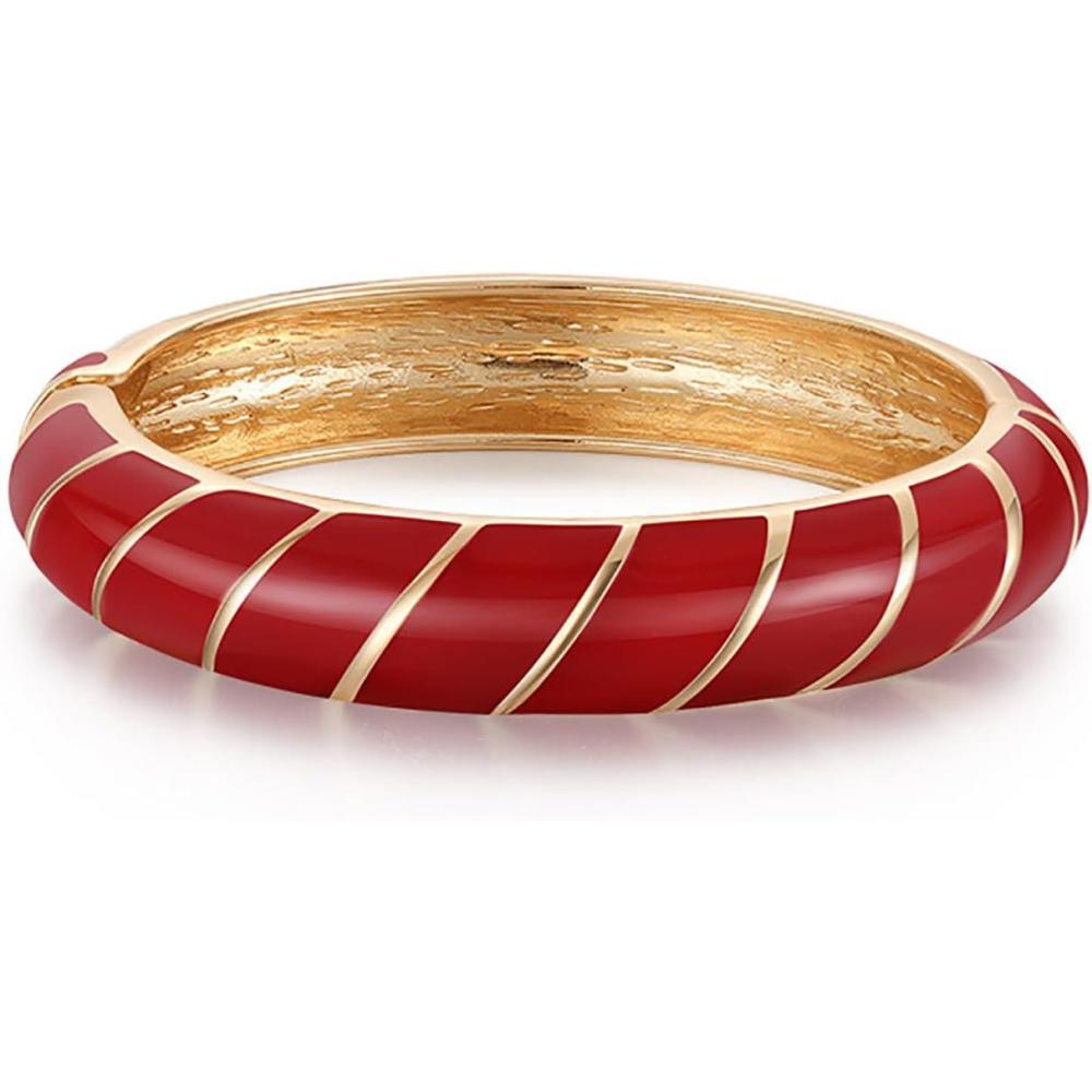 image:imageBoho Bangle Bracelets for Women Trendy Chunky Multicolors Streak Enamel Bangle Bracelet Non Tarnish Gold Cuff Bracelets Handmade Fashion Jewelry for Women Girls Gifts