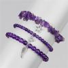 3Pcs Crystal Bracelet for Women Handmade Crystals and Healing Stones Bracelets Natural Stone Beaded Bracelets Set Star Moon Feather Boho Bracelets Birthday Gifts for Women Girls(Amethyst)