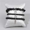 3Pcs Crystal Bracelet for Women Handmade Crystals and Healing Stones Bracelets Natural Stone Beaded Bracelets Set Star Moon Feather Boho Bracelets Birthday Gifts for Women Girls(obsidian)