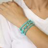3Pcs Crystal Bracelet for Women Handmade Crystals and Healing Stones Bracelets Natural Stone Beaded Bracelets Set Star Moon Feather Boho Bracelets Birthday Gifts for Women Girls(turquoise)
