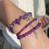 3Pcs Crystal Bracelet for Women Handmade Crystals and Healing Stones Bracelets Natural Stone Beaded Bracelets Set Star Moon Feather Boho Bracelets Birthday Gifts for Women Girls(Amethyst)