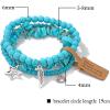 3Pcs Crystal Bracelet for Women Handmade Crystals and Healing Stones Bracelets Natural Stone Beaded Bracelets Set Star Moon Feather Boho Bracelets Birthday Gifts for Women Girls(turquoise)