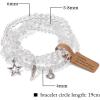 3Pcs Crystal Bracelet for Women Handmade Crystals and Healing Stones Bracelets Natural Stone Beaded Bracelets Set Star Moon Feather Boho Bracelets Birthday Gifts for Women Girls(clear quartz)