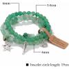 3Pcs Crystal Bracelet for Women Handmade Crystals and Healing Stones Bracelets Natural Stone Beaded Bracelets Set Star Moon Feather Boho Bracelets Birthday Gifts for Women Girls(Aventurine)
