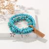 3Pcs Crystal Bracelet for Women Handmade Crystals and Healing Stones Bracelets Natural Stone Beaded Bracelets Set Star Moon Feather Boho Bracelets Birthday Gifts for Women Girls(turquoise)