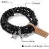 3Pcs Crystal Bracelet for Women Handmade Crystals and Healing Stones Bracelets Natural Stone Beaded Bracelets Set Star Moon Feather Boho Bracelets Birthday Gifts for Women Girls(obsidian)