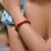 Boho Bangle Bracelets for Women Trendy Chunky Multi-colors Streak Enamel Bangle Bracelet Non Tarnish Gold Cuff Bracelets Handmade Fashion Jewelry for Women Girls Gifts
